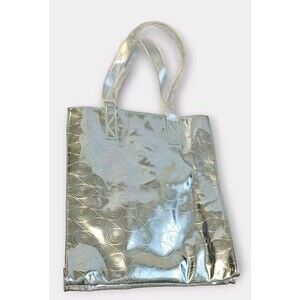 NEW KENZO World Glossy Metallic Mirror Icy Blue TOTE Shoulder Bag Embossed Eye